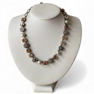 NWT Mariana Champagne Peach Rosette Necklace Silver Plated Floral Pearl Whimsy